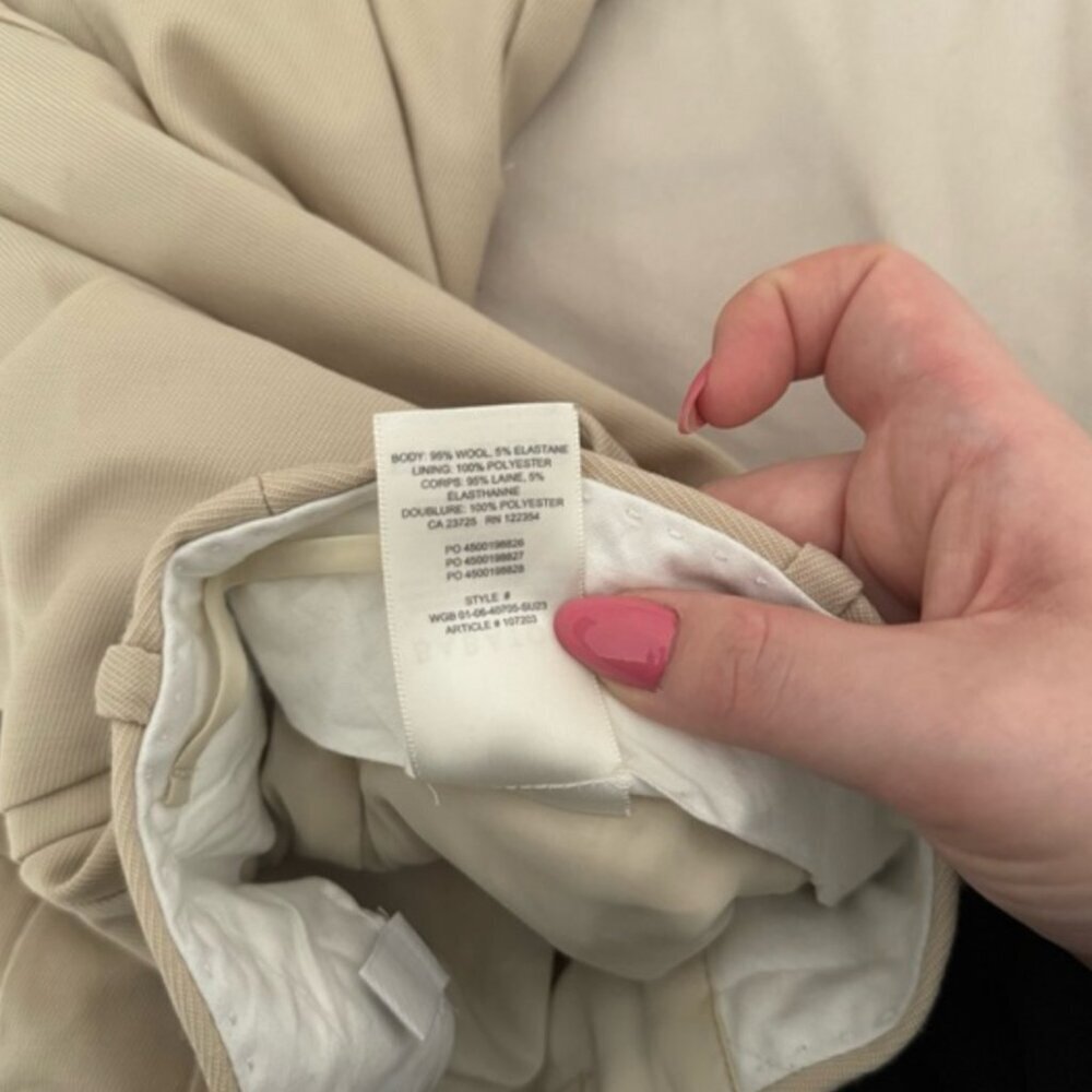 Aritzia Babaton Cropped Agency Pant City Wool Light Beige Size 0 - Picture 7 of 7